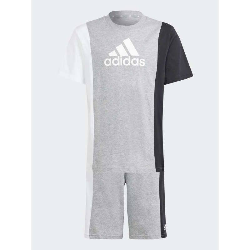 Ensemble t-shirt short gris noir blanc garçon - Adidas