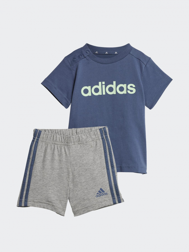 Ensemble t-shirt short linear set gris bleu bébé - Adidas