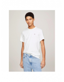 T-shirt slim logo brodé blanc homme - Tommy Jeans