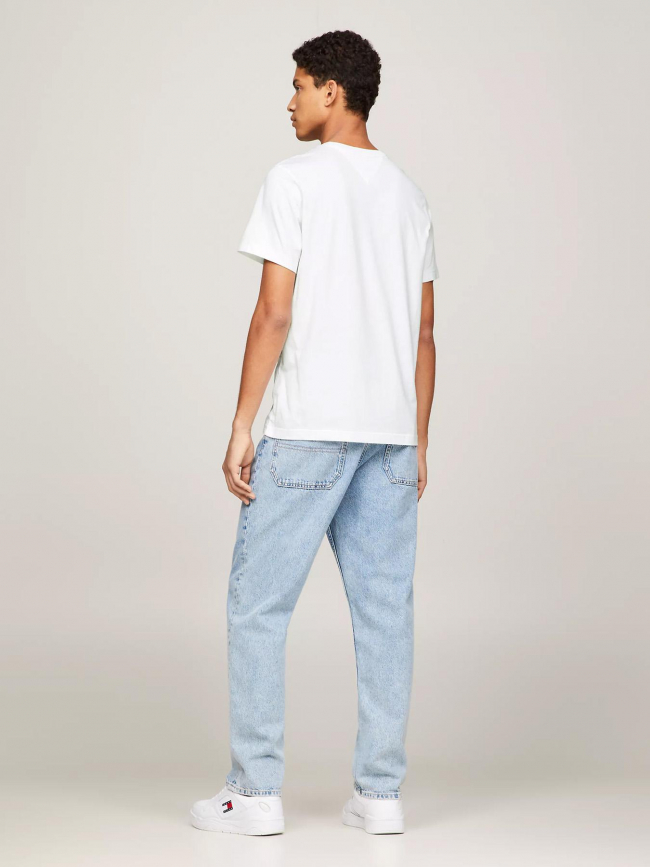 T-shirt slim logo brodé blanc homme - Tommy Jeans