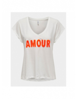 T-shirt manches courtes bella amour blanc femme - Only