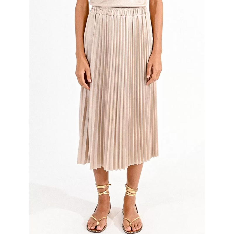Jupe plissée irisée doré beige femme - Molly Bracken
