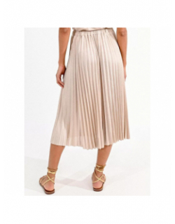 Jupe plissée irisée doré beige femme - Molly Bracken