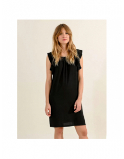 Robe droite à volant noir femme - Molly Bracken