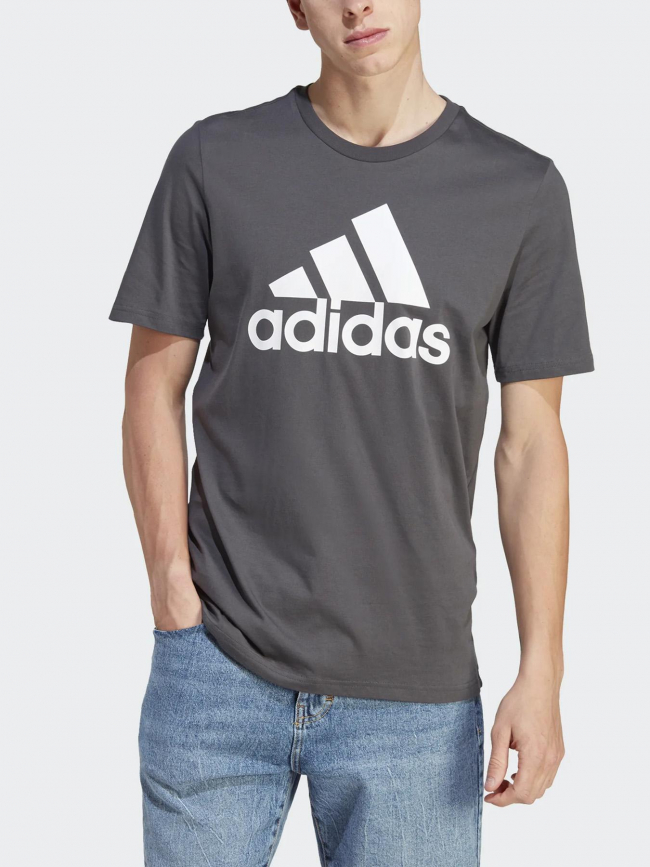 T-shirt logo blanc anthracite homme - Adidas