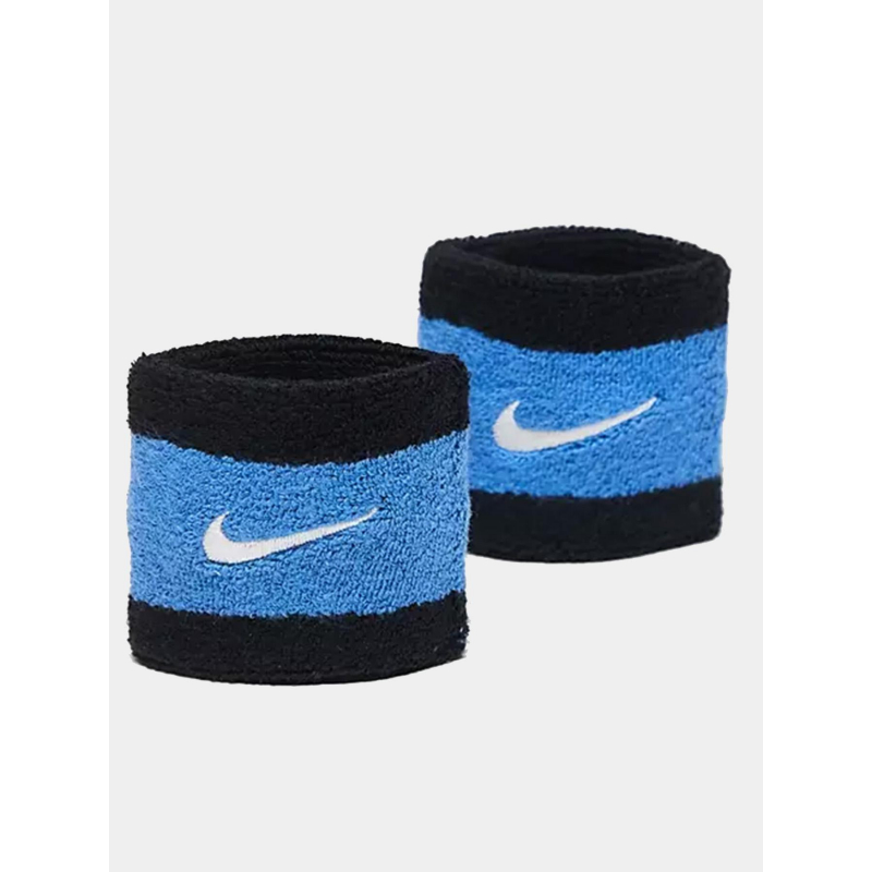 Poignets éponge swoosh bleu noir - Nike
