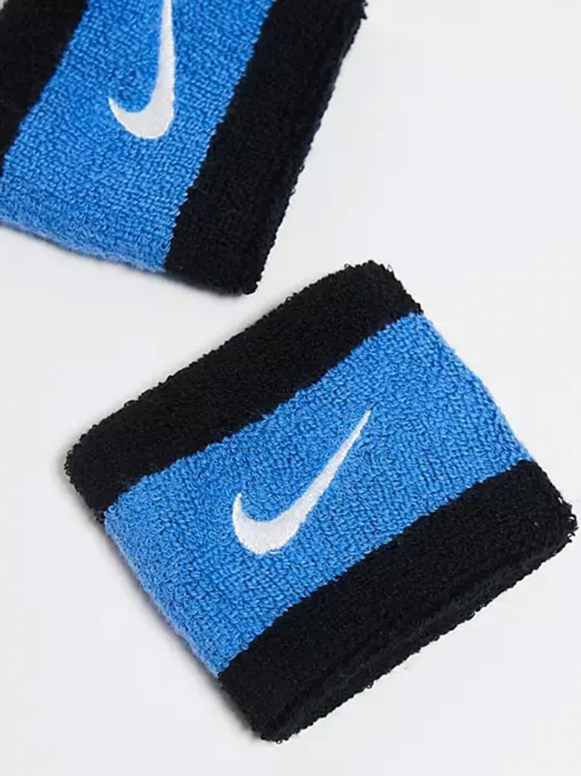 Poignets éponge swoosh bleu noir - Nike
