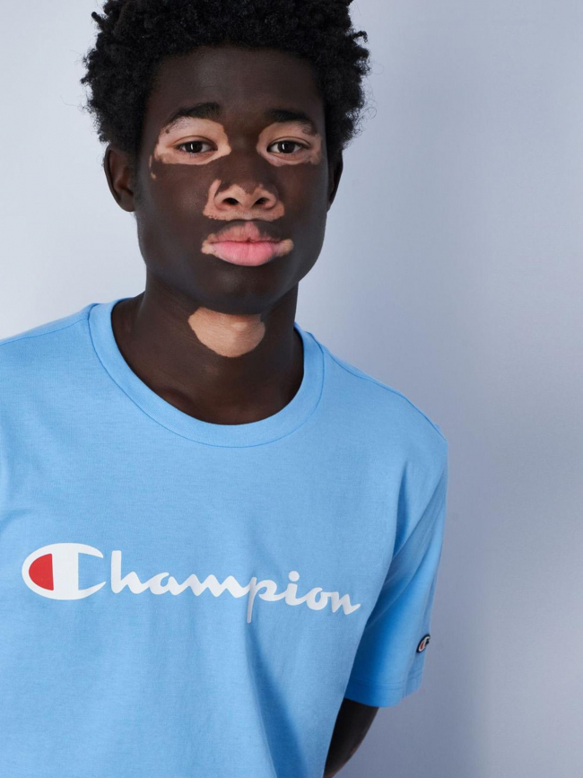 T-shirt crewneck logo bleu ciel homme - Champion