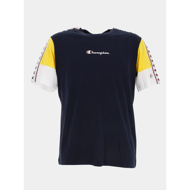T-shirt crewneck logo jaune blanc bleu marine homme - Champion