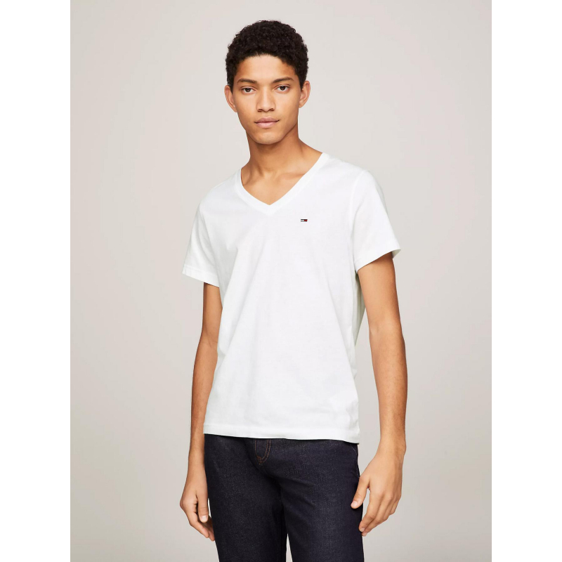 T-shirt col v original blanc homme - Tommy Jeans