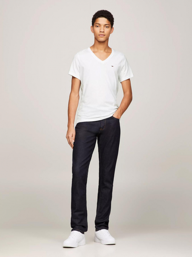 T-shirt col v original blanc homme - Tommy Jeans