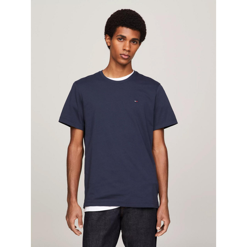 T-shirt slim uni logo brodé bleu homme - Tommy Jeans