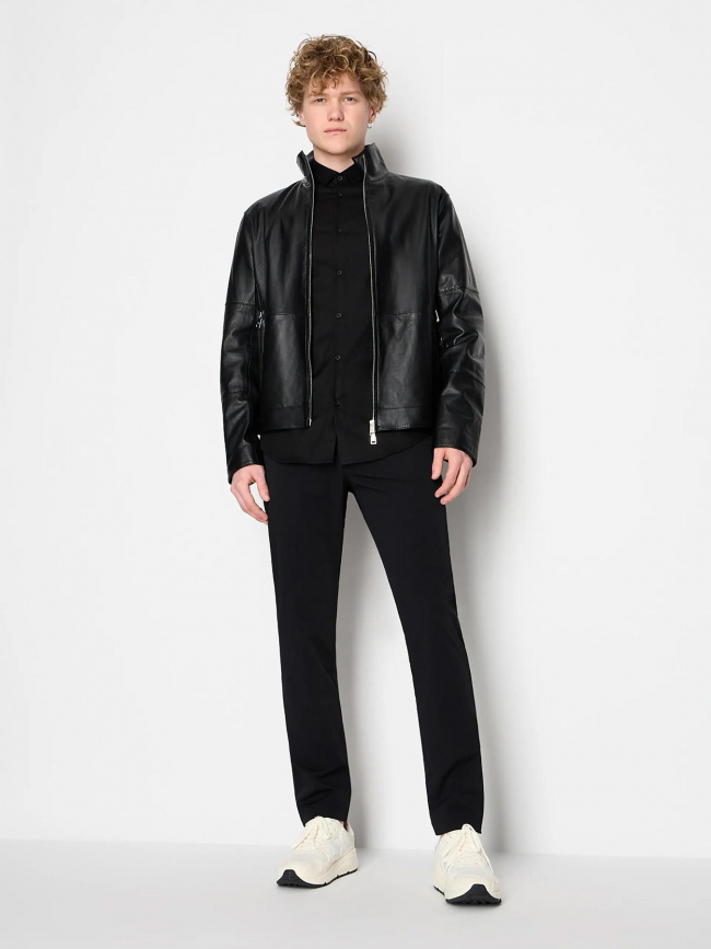 Chemise manches longues uni noir homme - Armani Exchange