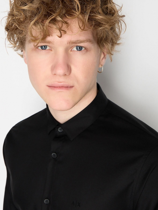 Chemise manches longues uni noir homme - Armani Exchange