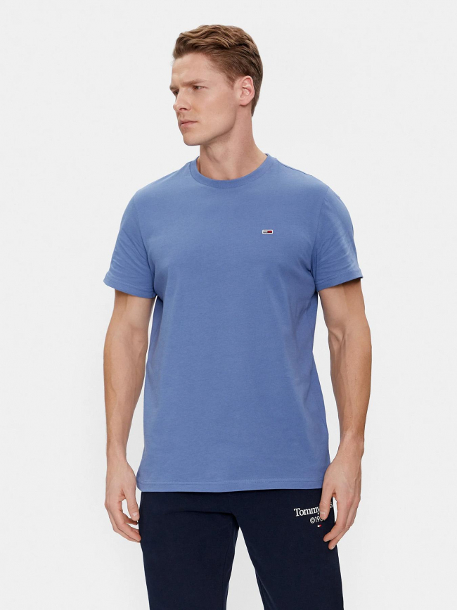 T-shirt slim logo brodé bleu homme - Tommy Jeans