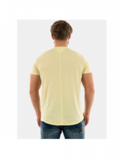 T-shirt uni slim jaspe jaune homme - Tommy Jeans