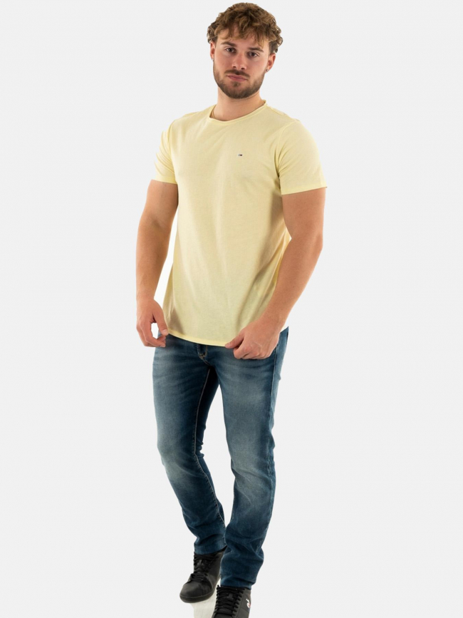 T-shirt uni slim jaspe jaune homme - Tommy Jeans