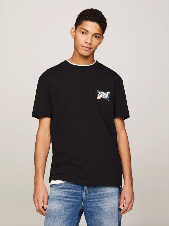 T-shirt regular logo à fleurs noir homme - Tommy Jeans