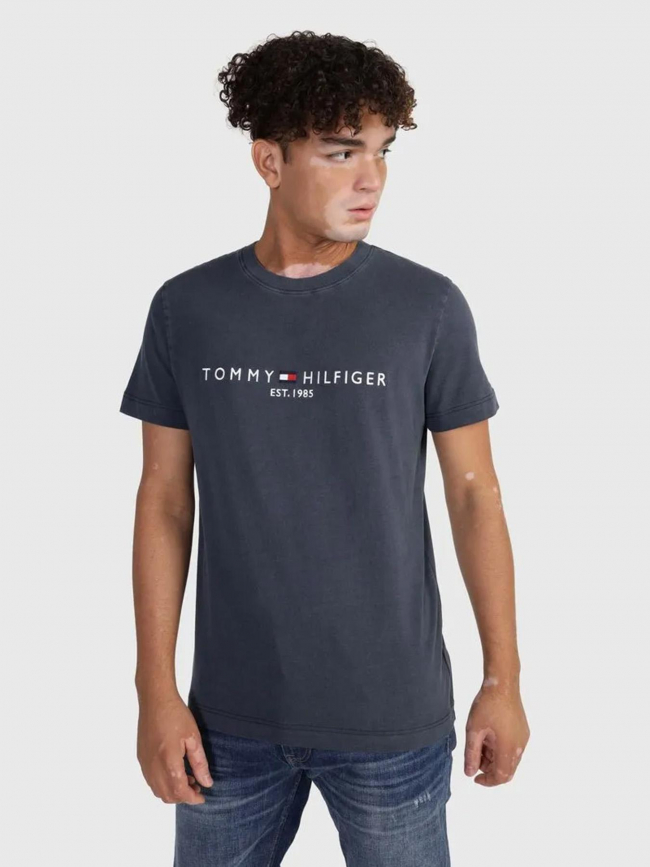 T-shirt logo garment dye bleu marine homme - Tommy Hilfiger