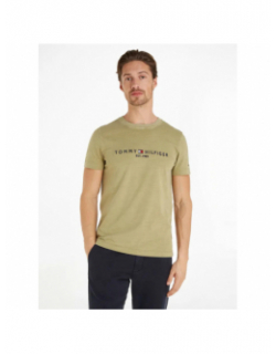 T-shirt logo garment dye vert kaki homme - Tommy Hilfiger
