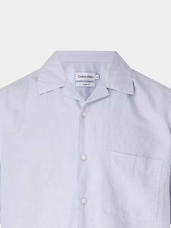 Chemise en lin cuban bleu clair homme - Calvin Klein