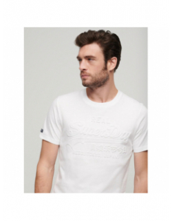 T-shirt vintage logo relief optic blanc homme - Superdry