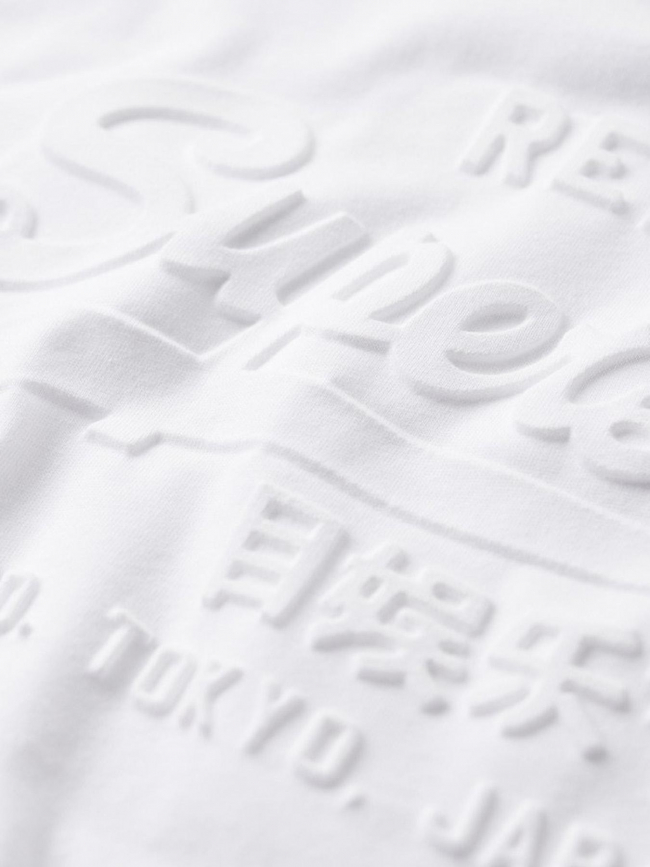 T-shirt vintage logo relief optic blanc homme - Superdry
