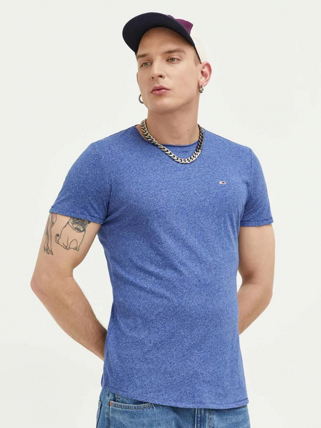T-shirt slim jaspe chiné bleu homme - Tommy Jeans