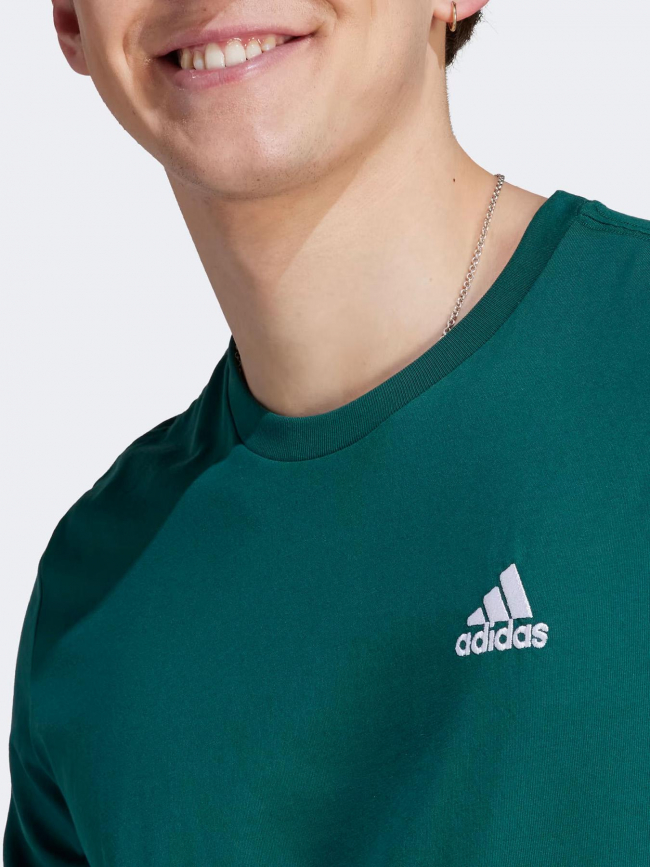 T-shirt coupe droite logo brodé vert homme - Adidas