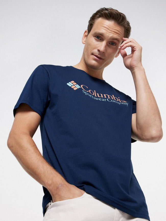 T-shirt basic logo short sleeve bleu marine homme - Columbia