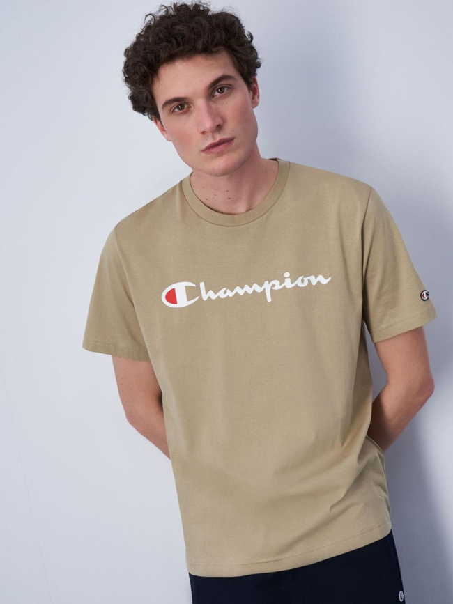 T-shirt crewneck logo beige homme - Champion