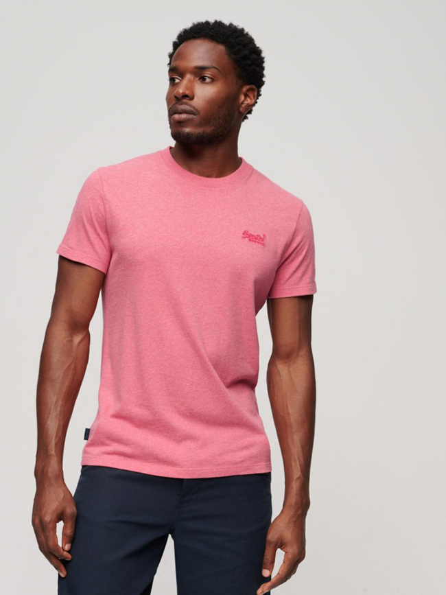 T-shirt essential logo brodé rose homme - Superdry
