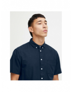 Chemise manches courtes lin bleu homme - Blend