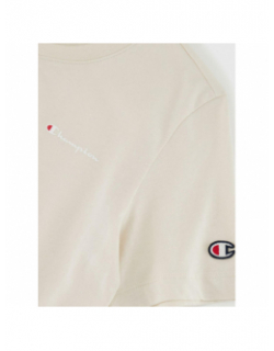 T-shirt crewneck uni petit logo beige femme - Champion