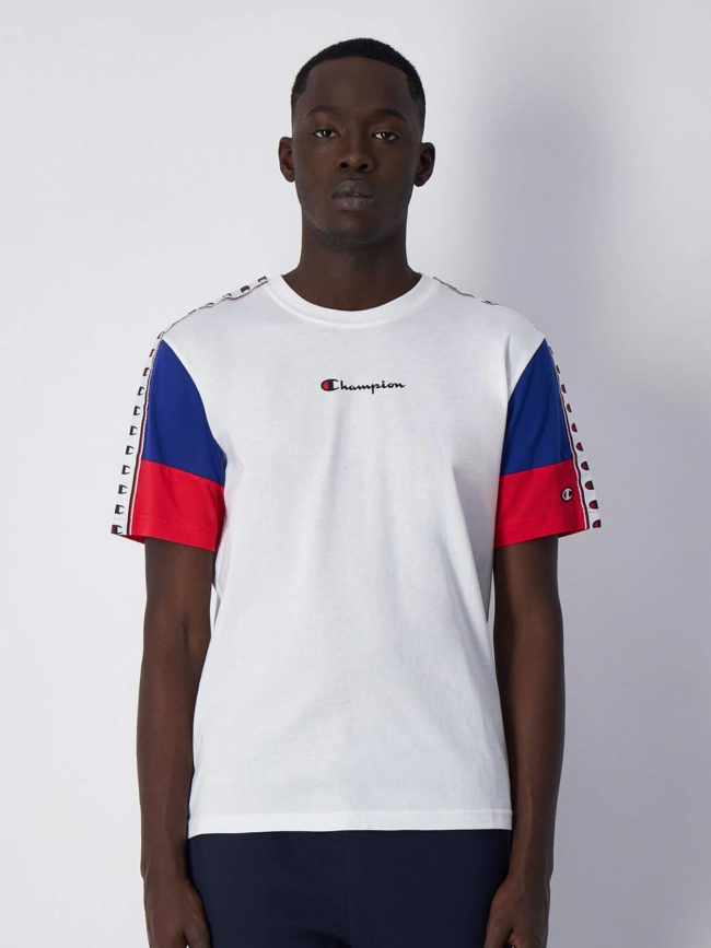 T-shirt crewneck logo tricolore blanc homme - Champion