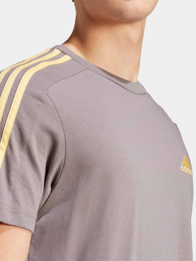 T-shirt 3 stripes marron doré homme - Adidas