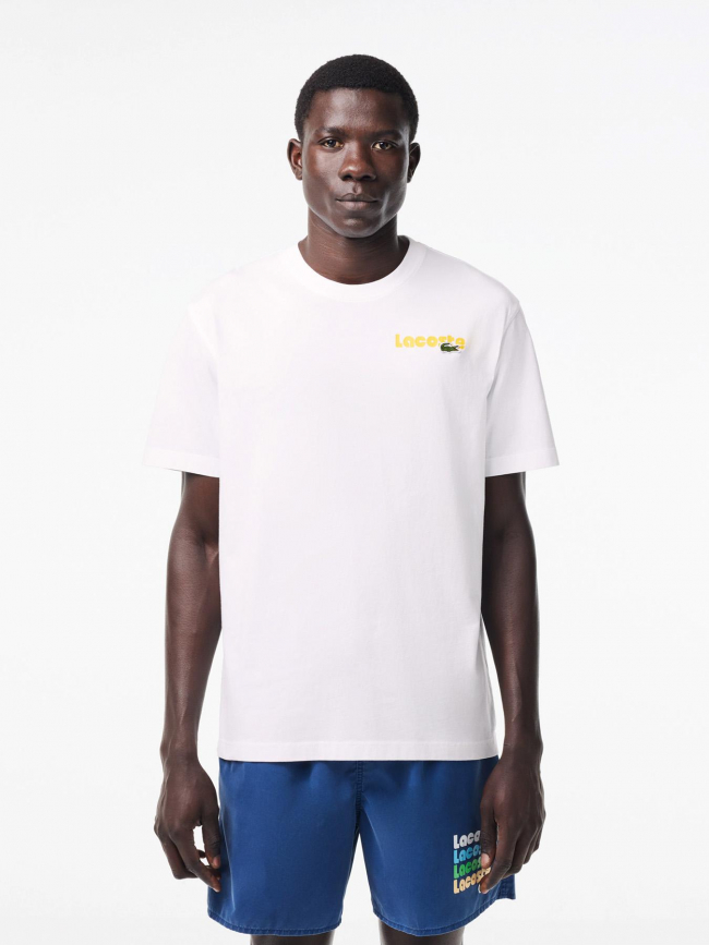 T-shirt logo brodé dos imprimé blanc homme - Lacoste