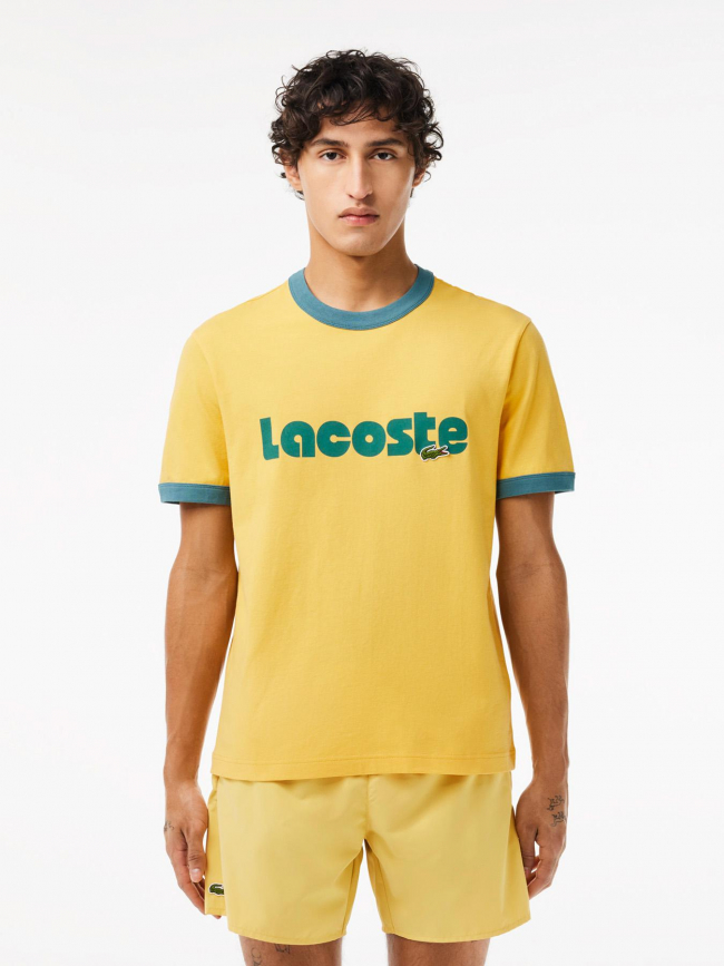 T-shirt imprimé logo vert jaune homme - Lacoste