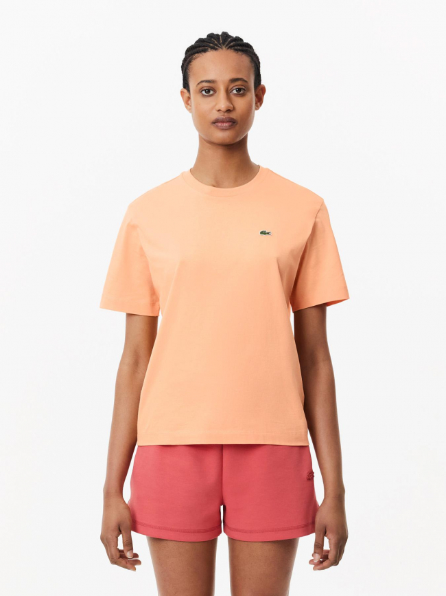 T-shirt uni logo orange femme - Lacoste