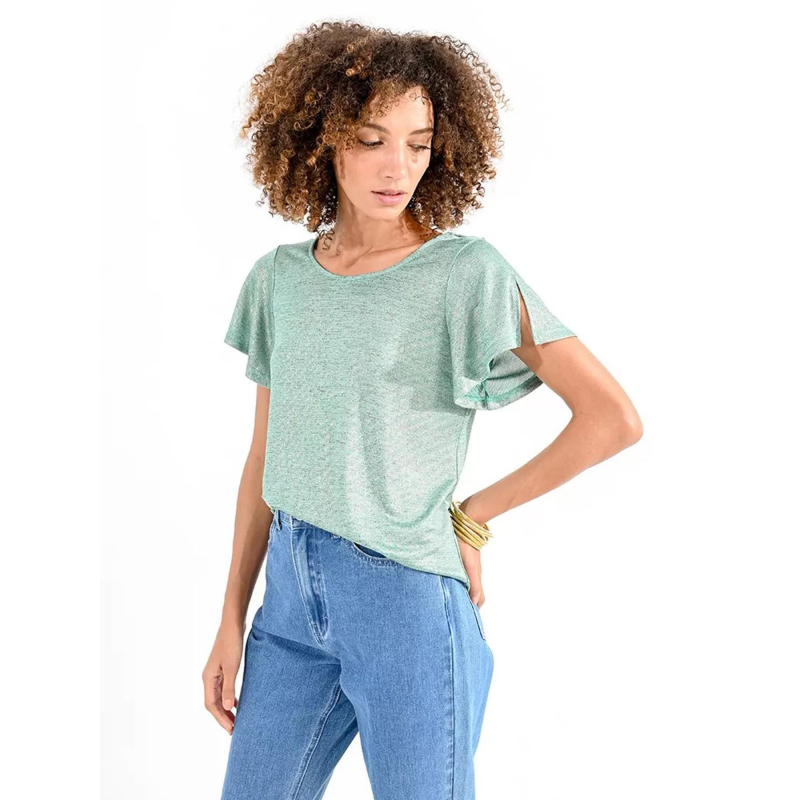 T-shirt fluide brillant vert femme - Molly Bracken