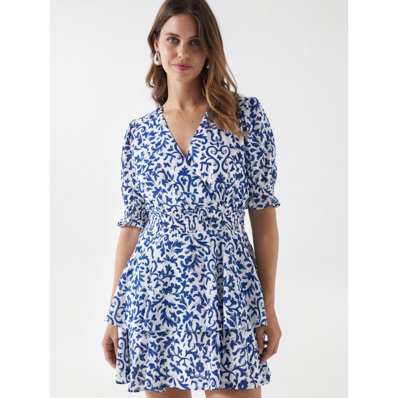Robe sheath printed bleu blanc femme Salsa wimod