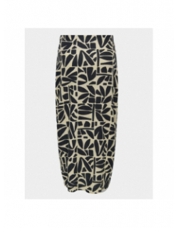 Jupe midi dahlia imprimés noir beige femme - Only