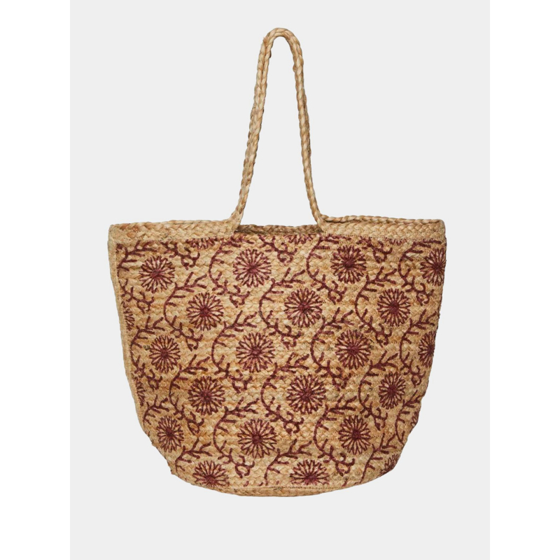 Sac en jute kleo beige rouge femme - Pieces