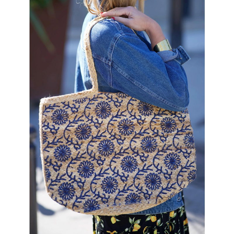 Sac en jute kleo beige femme Pieces wimod