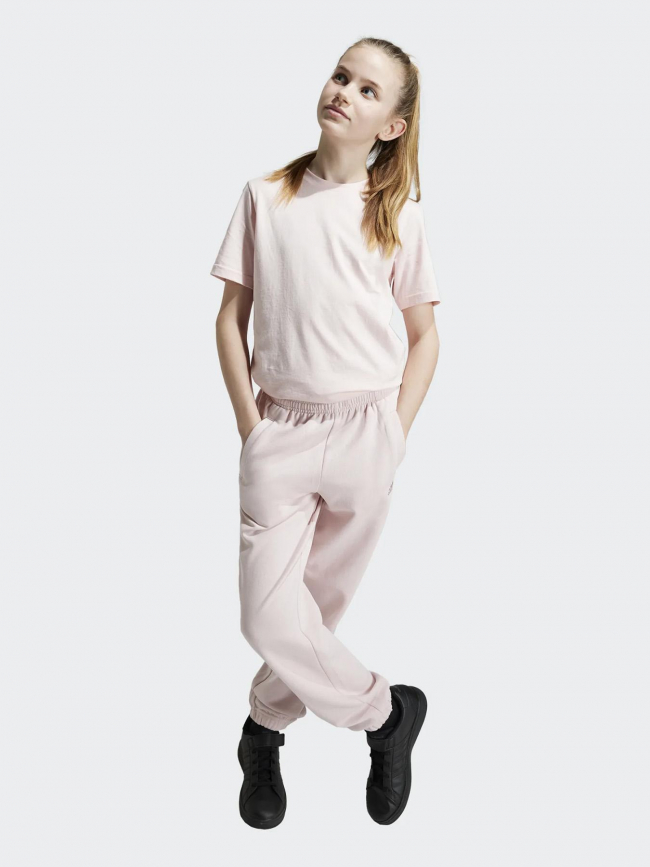 Pantalon de jogging uni logo rose enfant - Adidas