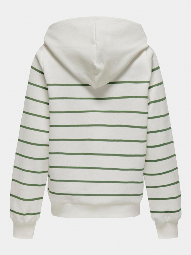 Sweat à capuche rayé adelle blanc kaki fille - Only