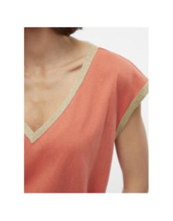 T-shirt col v doré maldora orange femme - Vero Moda