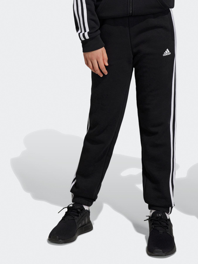 Pantalon de jogging 3 bandes uni noir blanc enfant - Adidas