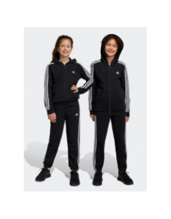 Pantalon de jogging 3 bandes uni noir blanc enfant - Adidas
