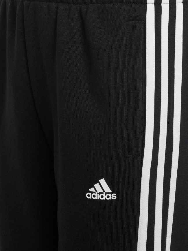 Pantalon de jogging 3 bandes uni noir blanc enfant - Adidas